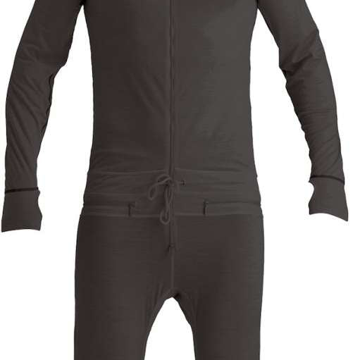 Airblaster Merino Ninja Suit 2024 - Black snowsuit with a hood and zipper down the front, featuring a small embroidered star on the left chest.