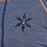 Airblaster Ninja Suit Merino 2022 - A heathered grey suit with a black embroidered ninja star logo on the chest.