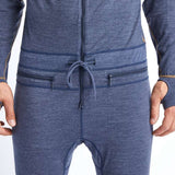 Airblaster Ninja Suit Merino 2022 - Heathered gray merino wool base layer with tan zipper and drawstring cord.