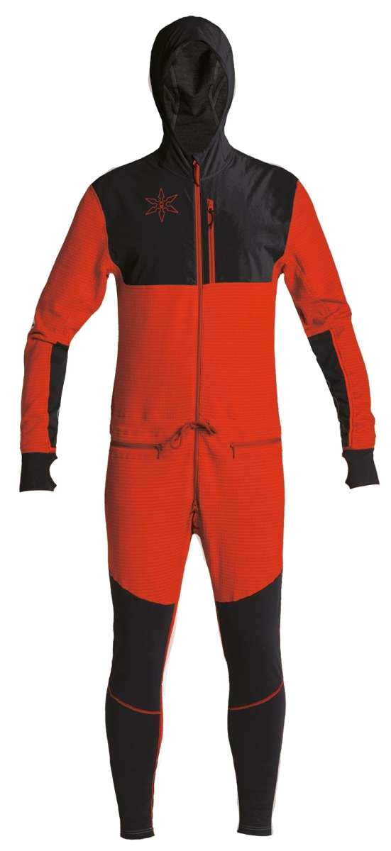 Airblaster Ninja Suit Pro II 2023 - Black snowsuit with red accents and a star logo on the chest.