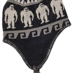Airblaster Squatchmama Knit Beanie 2024 - A black beanie with a white yeti design and pom-pom on top.