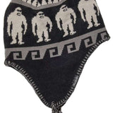 Airblaster Squatchmama Knit Beanie 2024 - A black beanie with a white yeti design and pom-pom on top.
