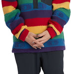 Airblaster Transit Fleece Pant 2024 - Black fleece pants with a subtle pattern of small, repeating logos in white and red.