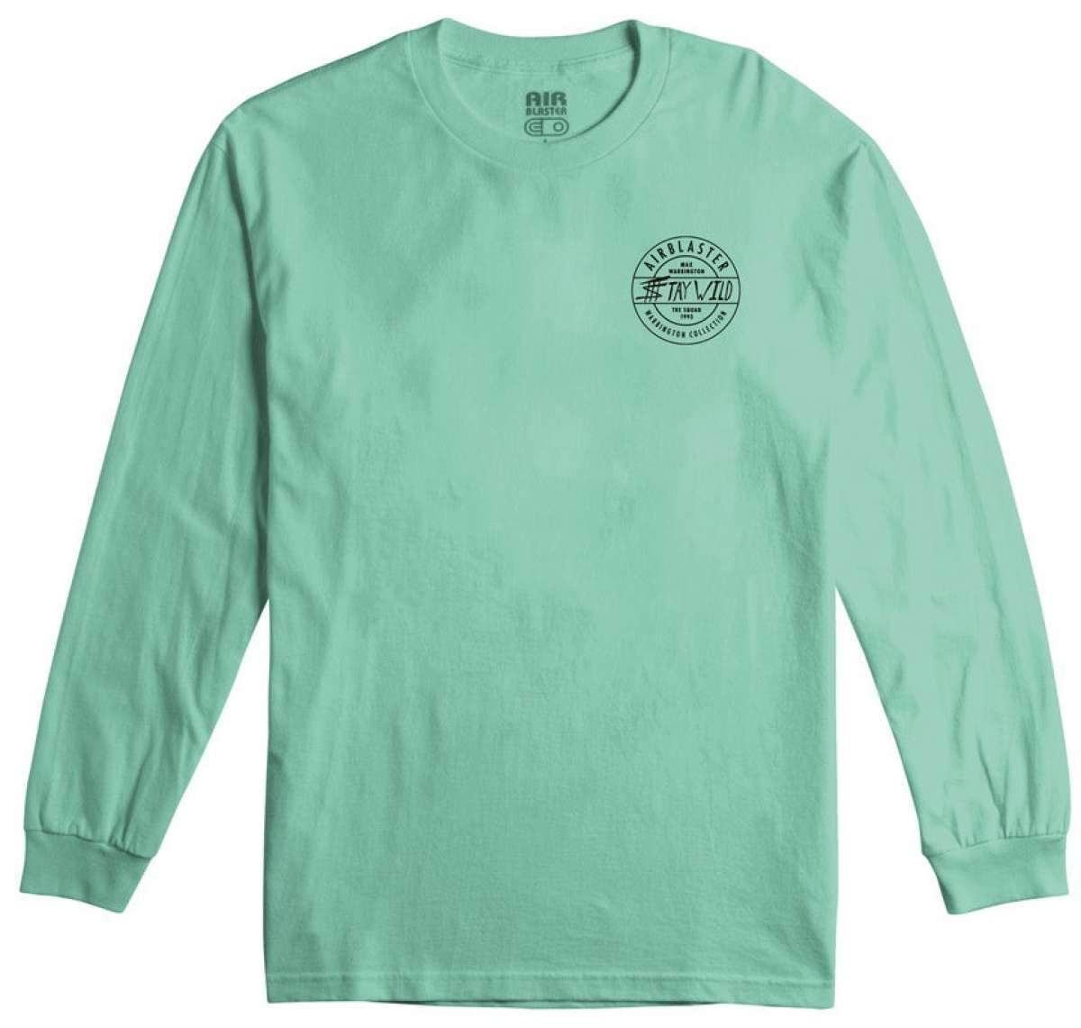 Airblaster Tre Wild Long-Sleeve Shirt 2023 - A light blue long-sleeved shirt with a crew neck and a small logo on the chest.
