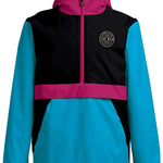 Airblaster Trenchover Half Zip Shell Jacket 2024 - A black jacket with a zippered front and two pockets on either side, featuring a white logo that reads "Airblaster" in the upper right corner.