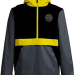 Airblaster Trenchover Half Zip Shell Jacket 2024 - A black and grey jacket with a yellow zipper and hood.