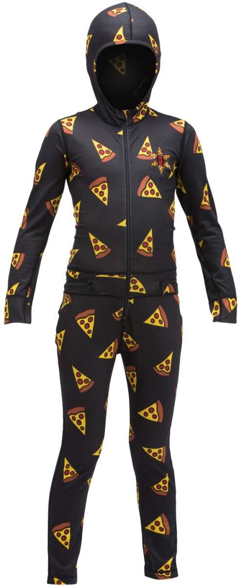Airblaster Junior's Ninja Suit 2023 - Black suit with yellow and red ninja star pattern.