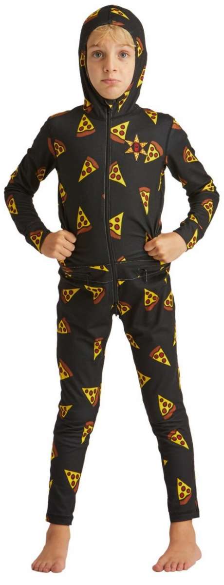 Airblaster Junior's Ninja Suit 2024 - Black ninja suit with yellow and red accents.