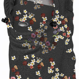 Airhole Milk Fleece Helmet Fit Airhood - A dark gray fleece balaclava with a floral pattern of small white, yellow, and red flowers.