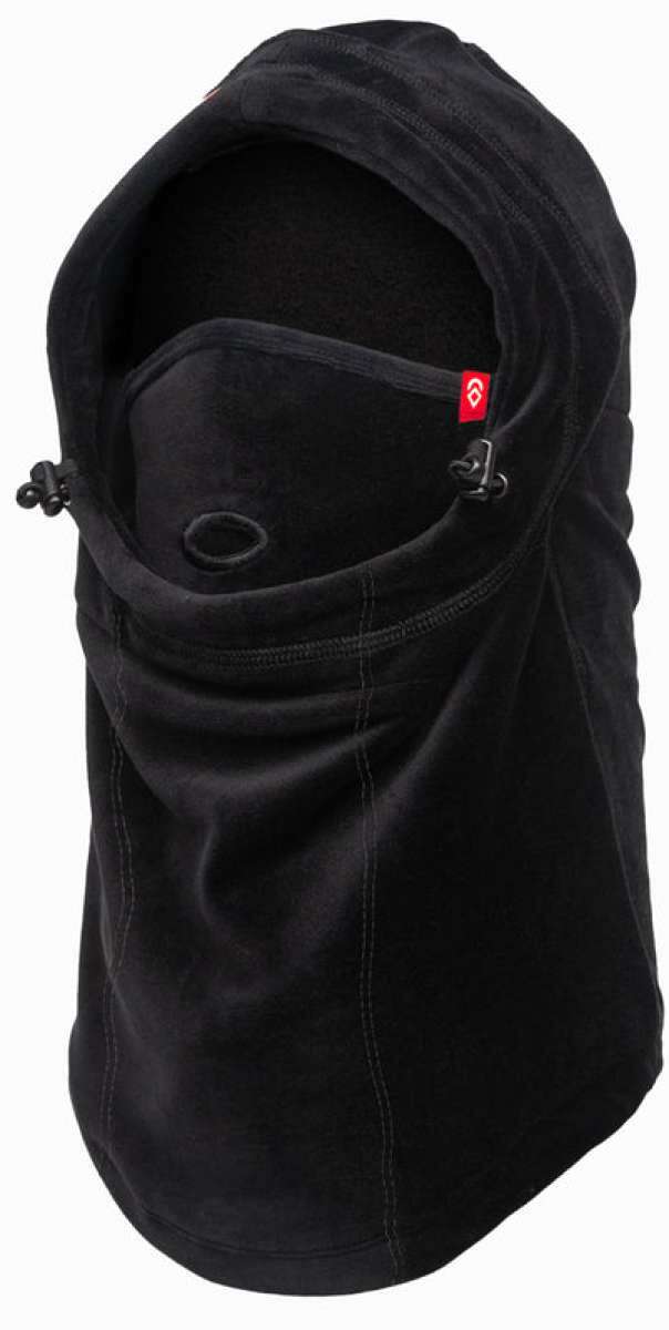 Airhole Milk Fleece Helmet Fit Airhood - Black fleece balaclava with a small red logo on the right side.