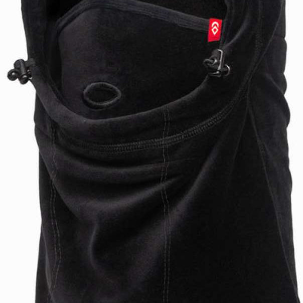 Airhole Milk Fleece Helmet Fit Airhood - Black fleece balaclava with a small red logo on the right side.