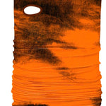 AIRTUBE DRYLITE - Orange neck gaiter with a hole for the mouth and nose, featuring an orange and black tie-dye pattern.