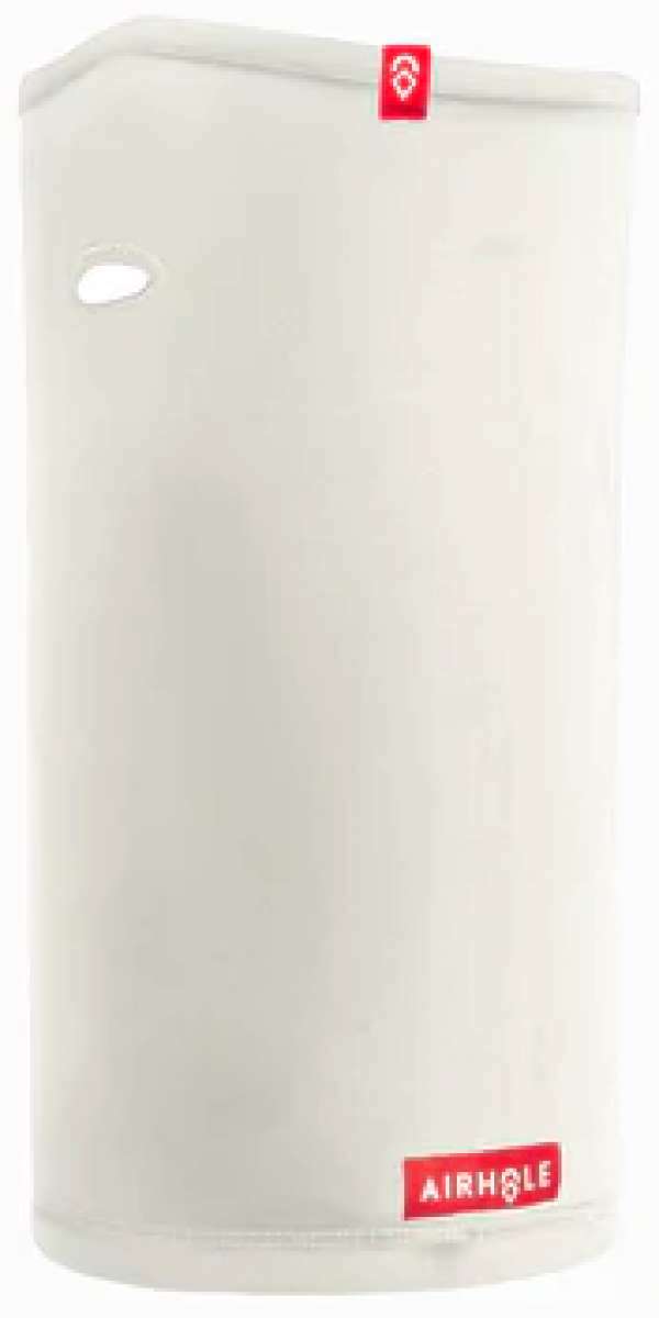 Airhole Airtube Ergo Milk Fleece 2024 - White fleece tube with a small red logo on one end and white text that reads "Airtube" on the other.