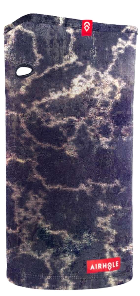 Airhole Ergo Milk Fleece Airtube - A dark gray fleece tube with a white marbled pattern and an oval-shaped hole on the left side.