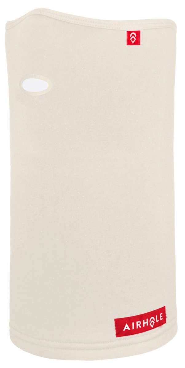 Airhole Airtube Ergo Polar 2024 - Beige balaclava with a small red logo on top and white lettering at the bottom.