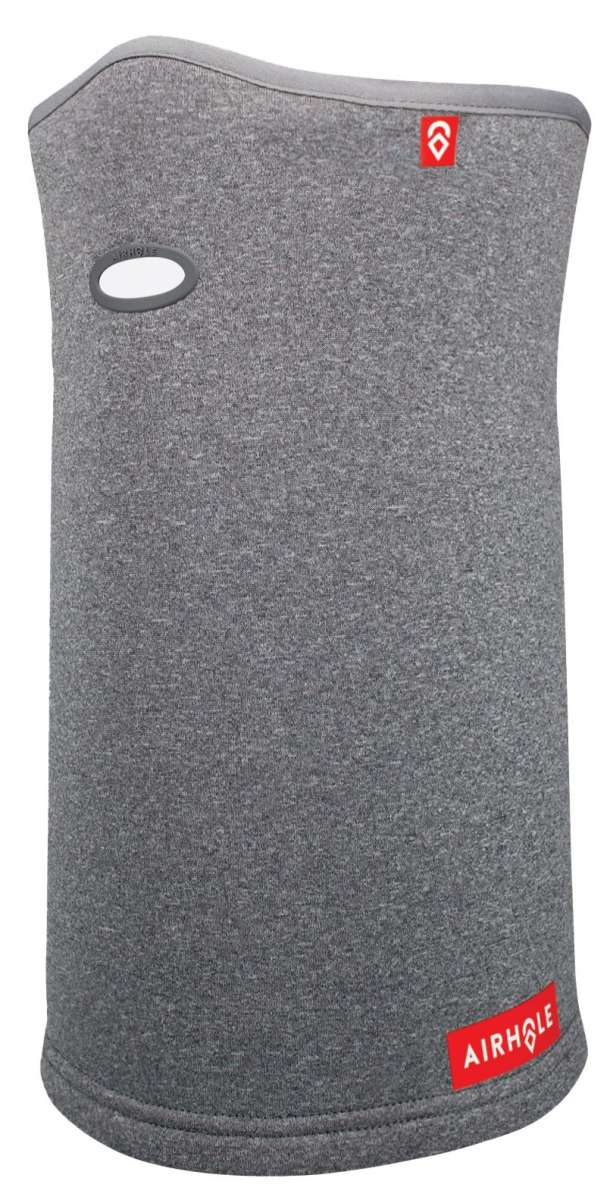 Airhole Airtube Ergo Polar 2024 - Grey fleece balaclava with a small red logo featuring white lettering and a diamond-shaped design at top center.