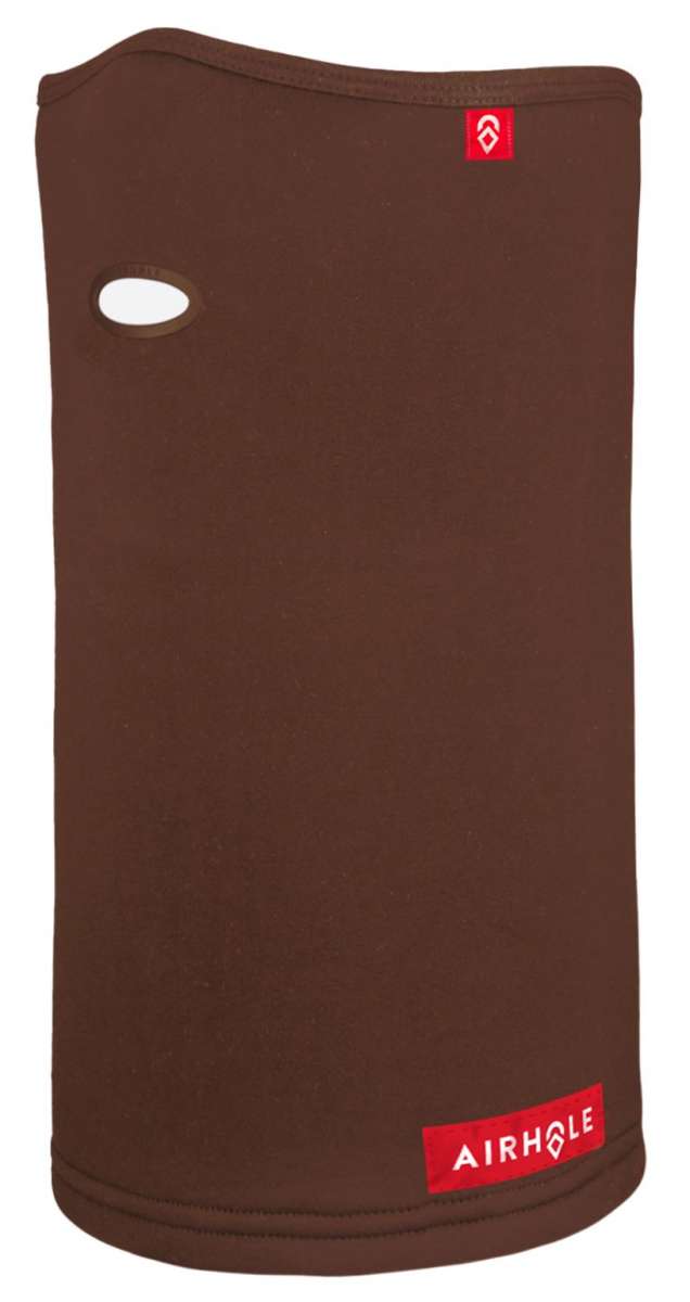 Airhole Airtube Ergo Polar 2024 - Brown fleece mitten with a distinctive white logo on the cuff and a small, round, silver-colored button at the wrist.