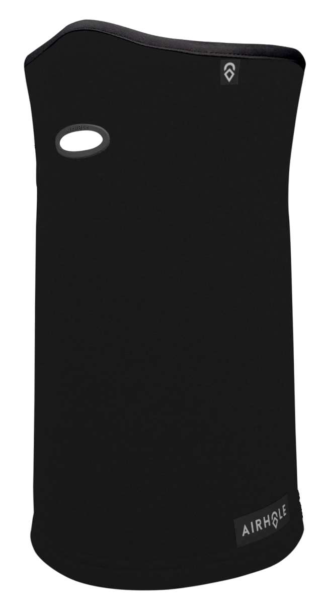 Airhole Airtube Ergo PolarTec Power Dry Stretch 2023 - Black balaclava with a small white logo on top and a black strap at the back.