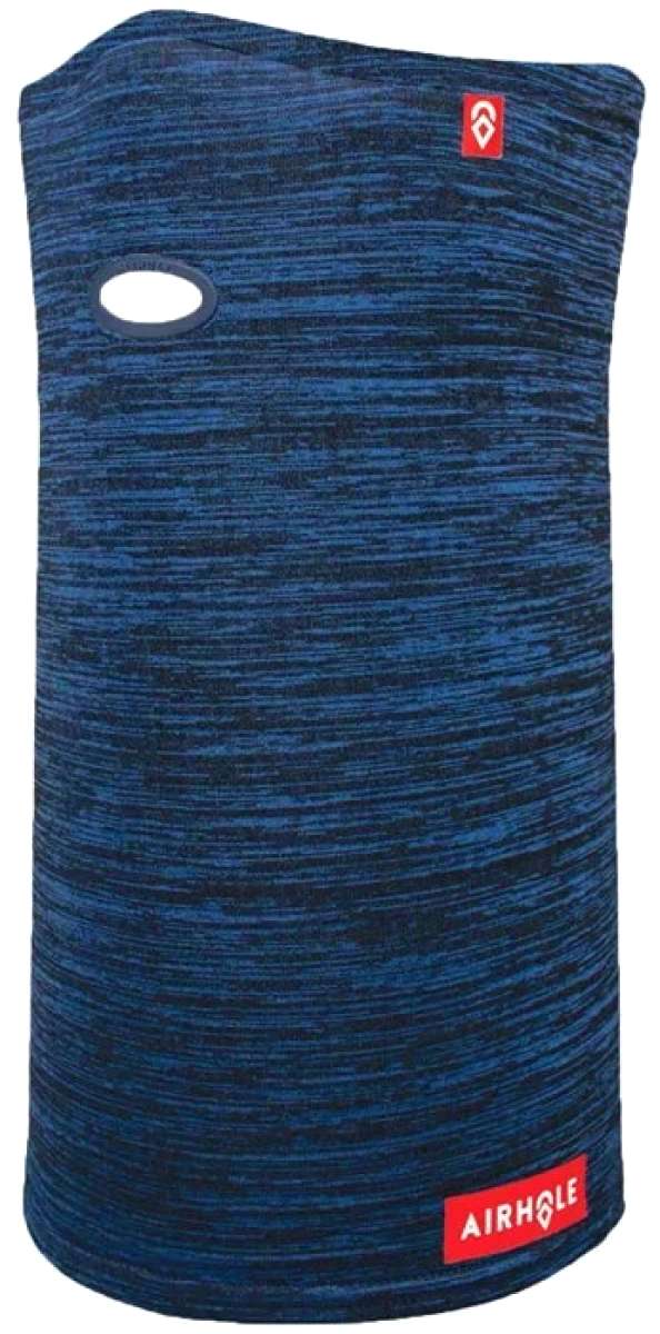 Airhole Airtube Ergo Waffle Knit 2024 - A navy blue balaclava with a waffle knit pattern and an oval cutout on the left side of the face.