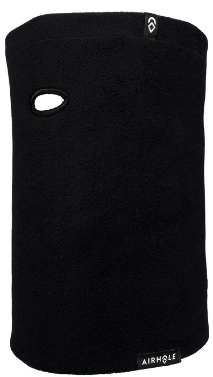 Airhole Polartec Shearling Fleece Airtube 2023 - Black fleece balaclava with a small oval cutout on the left side for eye visibility.
