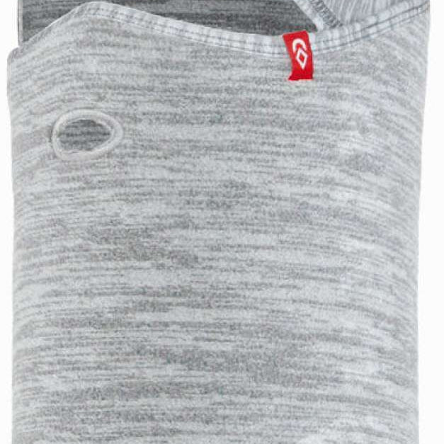 Airhole Combo MicroFleece + Drytech Balaclava - A grey balaclava with a marbled pattern, featuring a red logo tag on the right side.