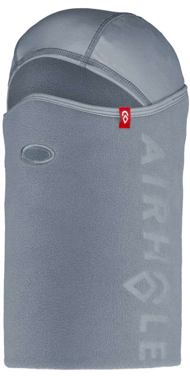 Airhole Balaclava Combo Microfleece Drytech 2024 - A gray balaclava with a fleece interior and dry-tech fabric on top, featuring an oval logo on the left side.