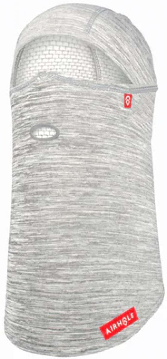 Airhole Balaclava Full Hinge Waffle - This balaclava is light gray with a waffle pattern on the chin area and has an oval-shaped logo in white text on the left side.
