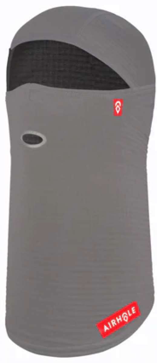 Airhole Balaclava Full Hinge Waffle - A gray balaclava with a waffle pattern on the fabric, featuring an Airhole logo in white on the front.
