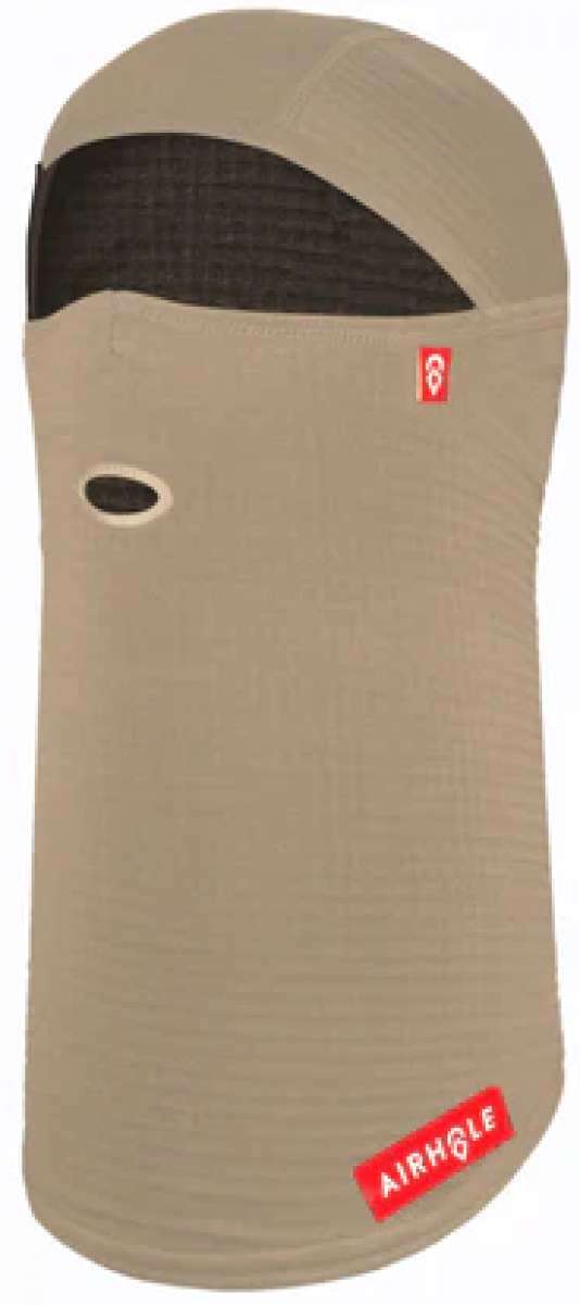 Airhole Balaclava Full Hinge Waffle - A tan balaclava with a waffle pattern on the fabric, featuring an opening for the mouth and nose area.