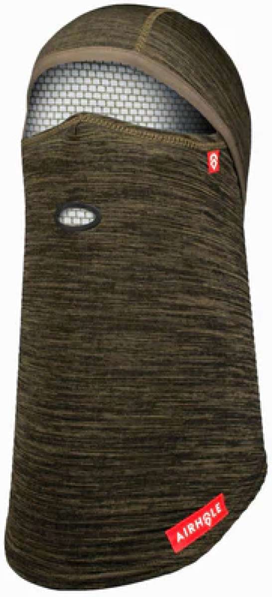 Airhole Balaclava Full Hinge Waffle - A brown balaclava with a waffle pattern on the fabric, featuring an oval-shaped ventilation hole in the center of the mask.