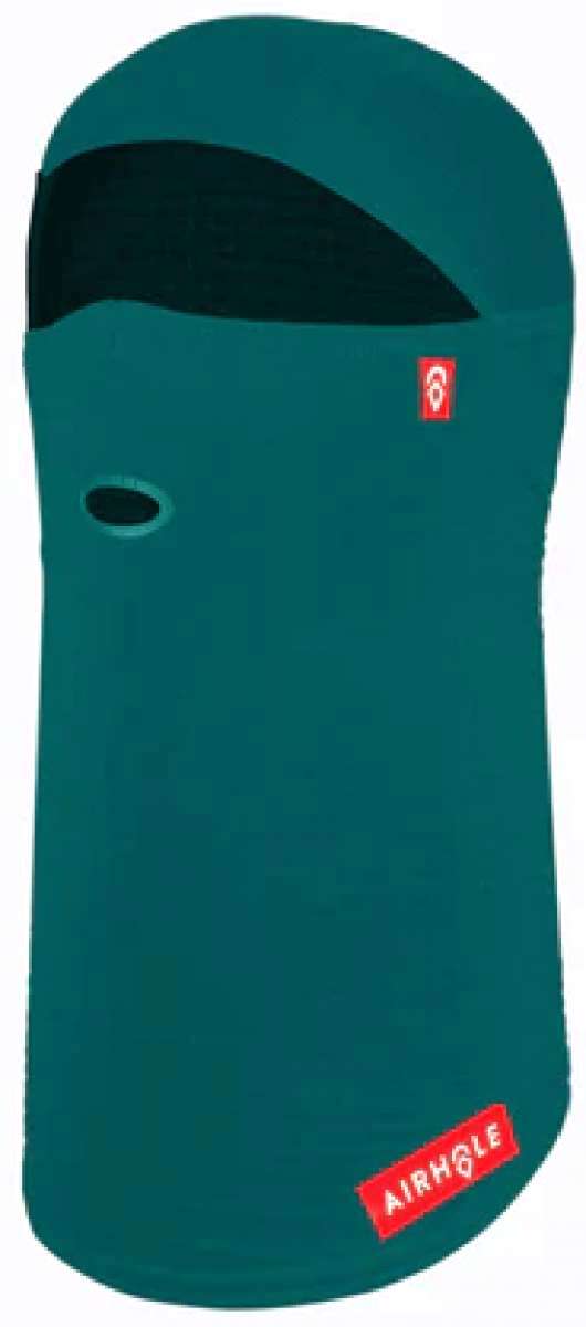 Airhole Balaclava Full Hinge Waffle - A dark green balaclava with a waffle pattern on the fabric and an Airhole logo in white on the left side of the chest area.