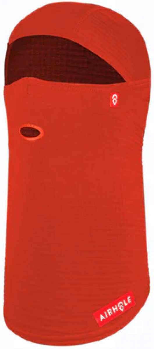 Airhole Balaclava Full Hinge Waffle - A red balaclava with a waffle pattern on the fabric, featuring a hinge at the neck for easy adjustment.