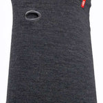 Airhole Hinge Merino Balaclava - A dark gray balaclava with a red logo on the left side, featuring an oval-shaped hole for breathing.