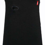 Airhole Hinge Merino Balaclava - A black balaclava with a red logo on the left side, featuring an oval-shaped hole for the mouth and nose area.