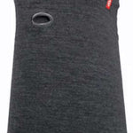 Airhole Balaclava Hinge Merino - A dark gray balaclava with a red logo on the left side, featuring an oval-shaped hole in the center of the front panel.