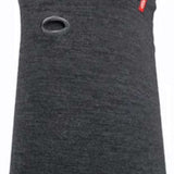 Airhole Balaclava Hinge Merino - A dark gray balaclava with a red logo on the left side, featuring an oval-shaped hole in the center of the front panel.