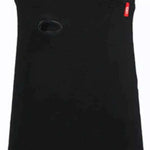 Airhole Balaclava Hinge Merino - A black balaclava with a red logo on the left side, featuring an oval-shaped hole in the center of the chin area.