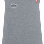 Airhole Balaclava Hinge Merino - A gray balaclava with a red logo on the left side, featuring an oval-shaped hole in the center of the front.