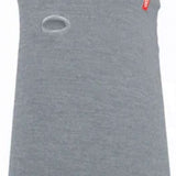 Airhole Balaclava Hinge Merino - A gray balaclava with a red logo on the left side, featuring an oval-shaped hole in the center of the front.