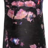 Airhole Hinge Milk Fleece Balaclava - A black balaclava with a milk-colored pattern of irregular shapes and lines, featuring a red logo on the left side.