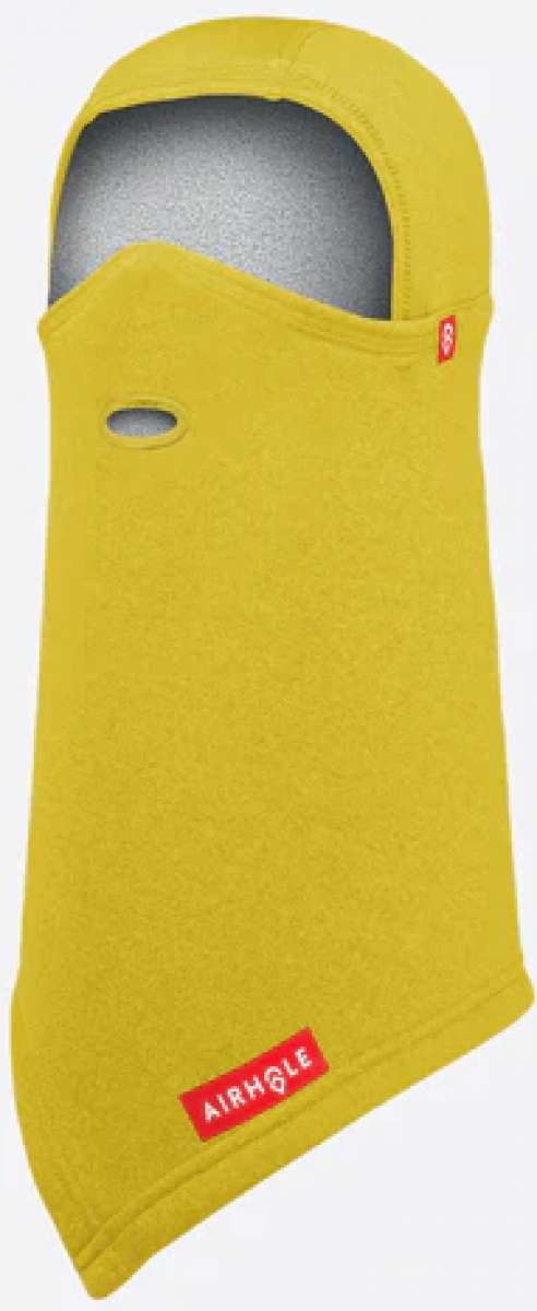Airhole Balaclava Hinge Polar 2024 - Yellow balaclava with a hinge at the neck and an opening for the mouth.