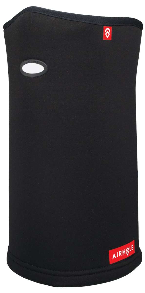 Airhole Junior's Airtube Ergo Polar 2024 - Black balaclava with a white logo on the top left corner and an oval-shaped hole for the mouth.