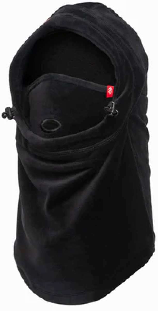 Airhole Junior Airhood Milk Fleece 2024 - A black balaclava with a fleece interior and an opening for the mouth, featuring a small red logo on the right side.