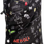 Airhole Junior Airhood Milk Fleece 2024 - A black balaclava with a white milk carton and straw pattern, featuring a fleece material.