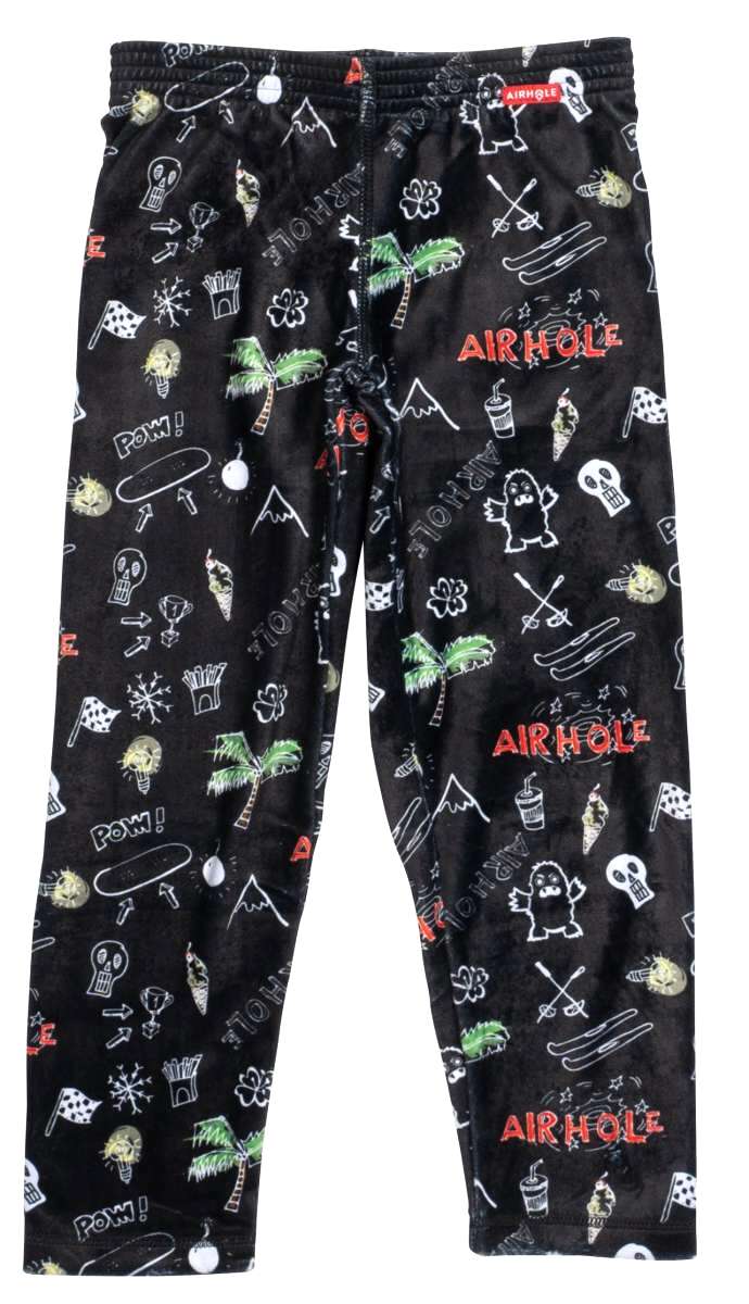 Airhole Junior Milk Fleece Thermal Set 2024 - Black fleece set with white and green palm tree print.