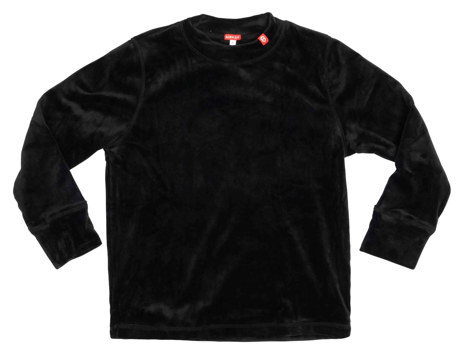 Airhole Junior Milk Fleece Thermal Set 2024 - A black fleece set with a white logo on the chest and a small tag on the left sleeve.