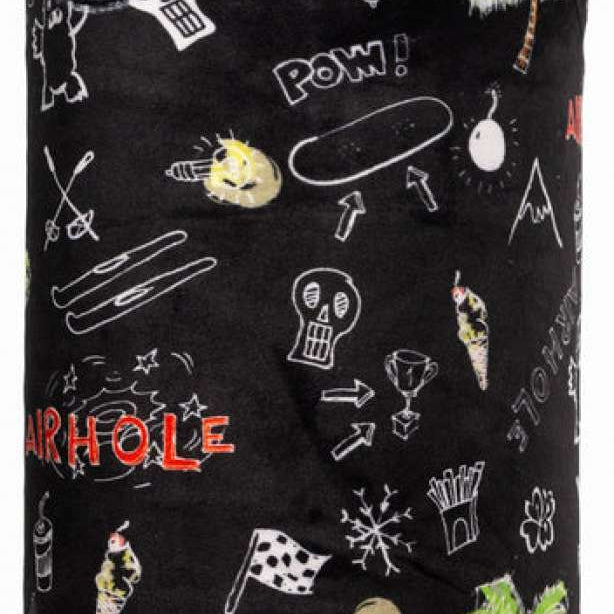 Airhole Juniors Ergo Milk Fleece Airtube - Black fleece tube with white milk carton graphic and "Junors" written in red letters.