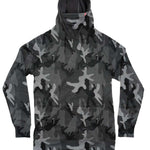 Airhole Polar Thermal Hoodie - A black hoodie with a white snowflake pattern and a red logo on the left chest area.