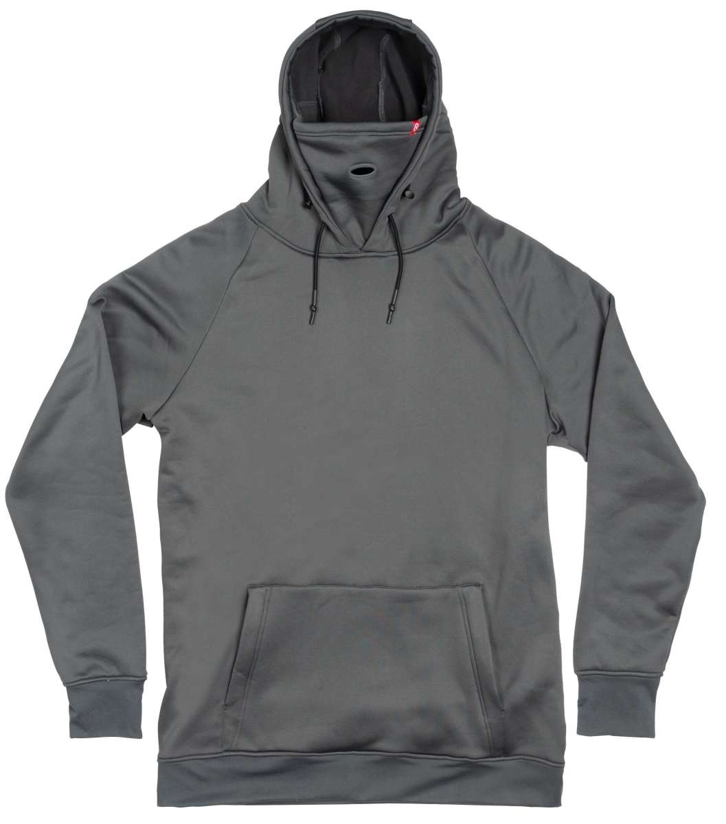 Airhole - Polar thermal hoodie with a high collar, zippered front, and reflective logo on chest.