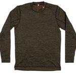 Waffleknit Thermal Top Men 2023 - A dark brown, heathered thermal top with a waffle-knit pattern and black trim around the neckline.